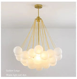 Modern Frosted Glass Ball Ceiling Chandelier Black Gold Pendant Lights 19/37 Glass Hanging Lamp for Dining Living Room - Julia M LifeStyles