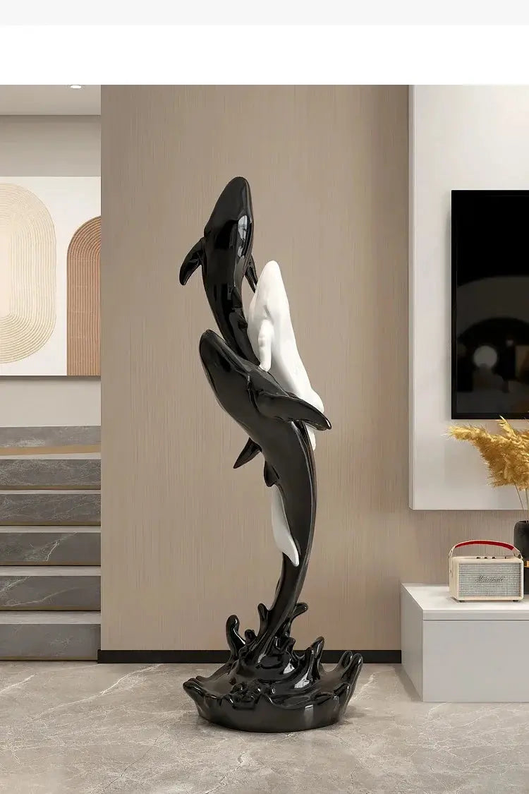 Modern Home Decor Animal Figurine Whale Sculpture Living Room Entrance Ornaments Accessories Resin Crafts Nordic Room Decoration Julia M LifeStyles