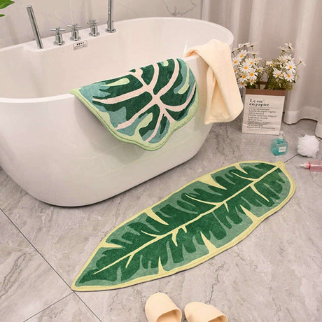 Modern Leaf Pattern Bathroom Toilet Waterproof Mat Microfiber Bath Mat Modern Leaf Pattern Bathroom Toilet Waterproof Mat Microfiber Bath Mat 3256803409642939-A bathroom mat 31