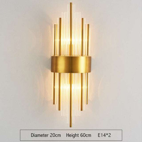 Modern Light Luxury Crystal Gold Wall Lamps Modern Light Luxury Crystal Gold Wall Lamps 3256803420295564-wall lamp01-China-Warm light wall light fixtures 159
