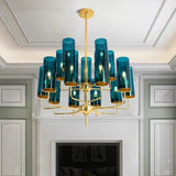 Modern Luxury Glass Chandelier with 6-15 Heads in Blue/Cognac - Julia M LifeStyles