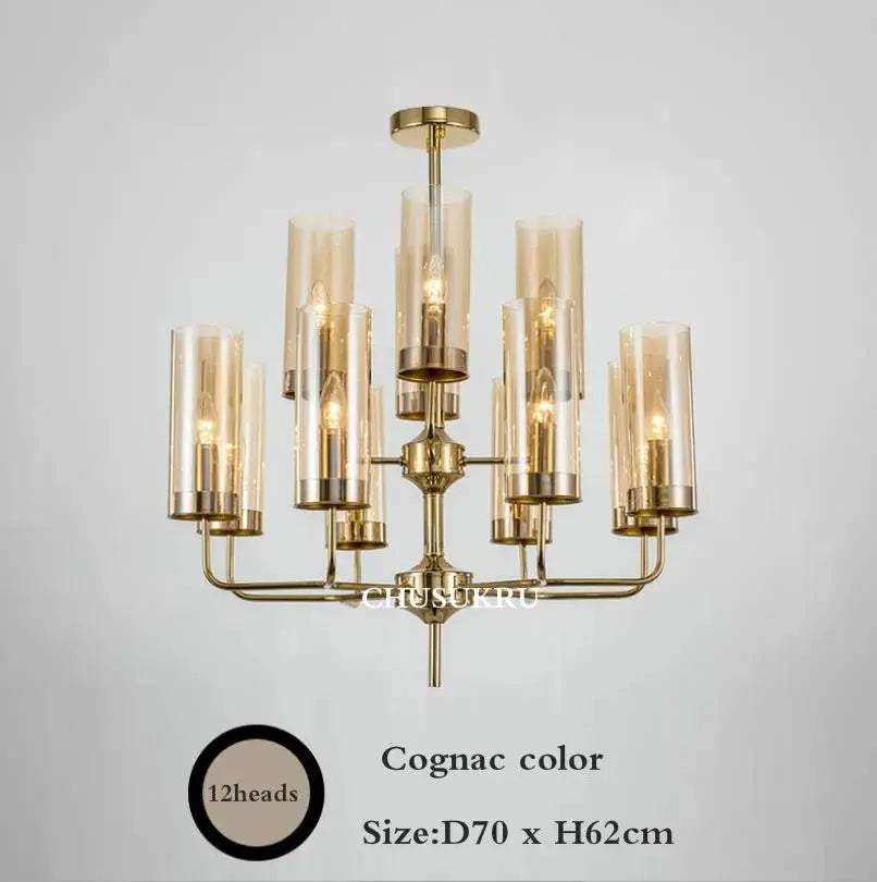 Modern Luxury Glass Chandelier with 6-15 Heads in Blue/Cognac - Julia M LifeStyles