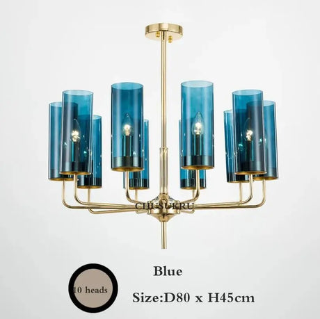 Modern Luxury Glass Chandelier with 6-15 Heads in Blue/Cognac - Julia M LifeStyles