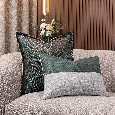 Modern Minimalist Sofa Cushion Patchwork Affordable Luxury Style Fancy Living Room Waist Pillow Bed Head Backrest Cushion with Core - Julia M LifeStyles