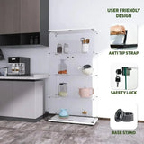 Modern White Floor Standing Glass Display Cabinet with 4 Dividers - Julia M LifeStyles