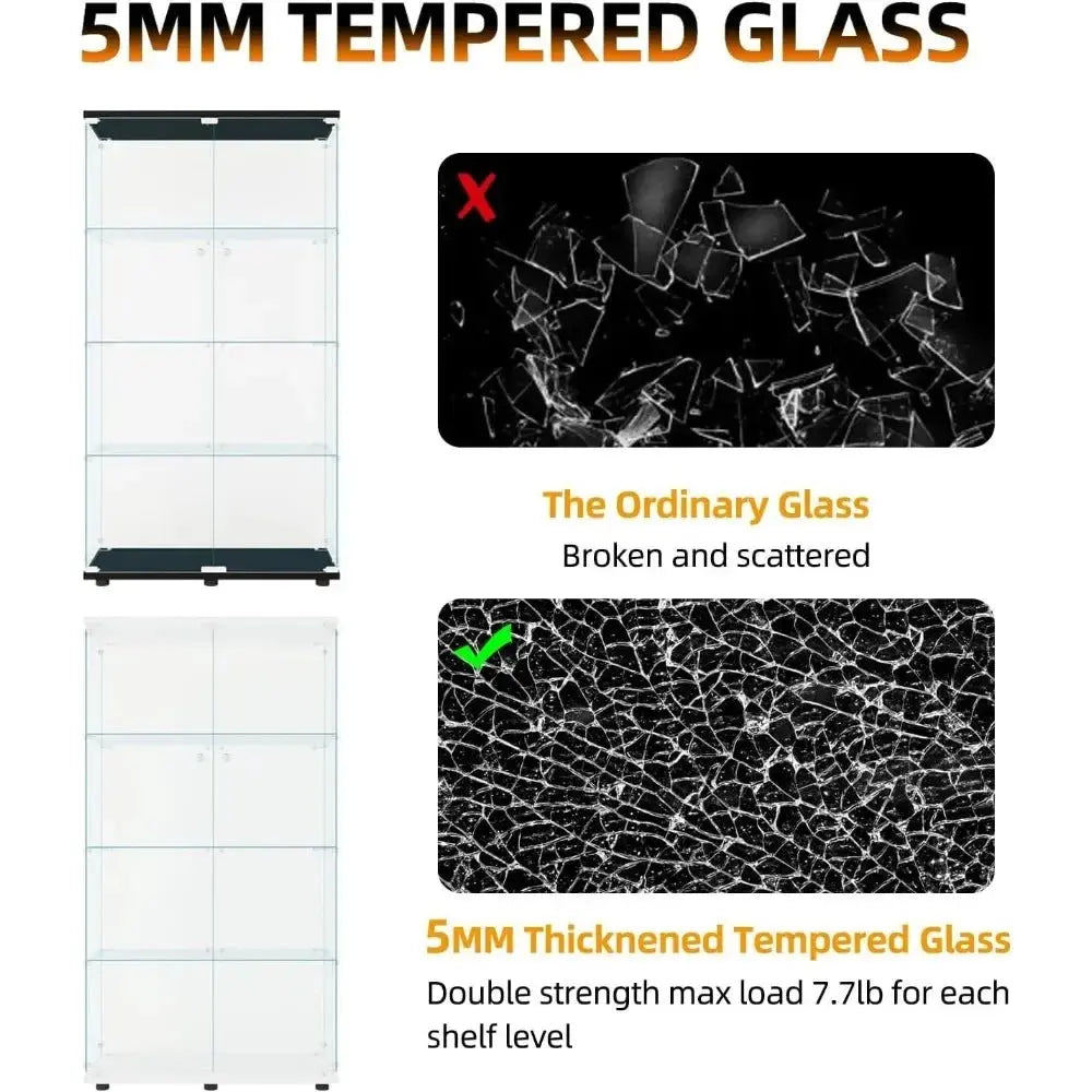 Modern White Floor Standing Glass Display Cabinet with 4 Dividers - Julia M LifeStyles