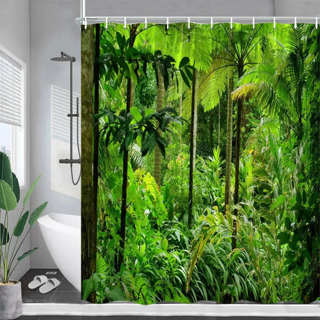 Nature Forest Landscape Shower Curtain - Eco-Friendly Rainforest Decor - Julia M LifeStyles