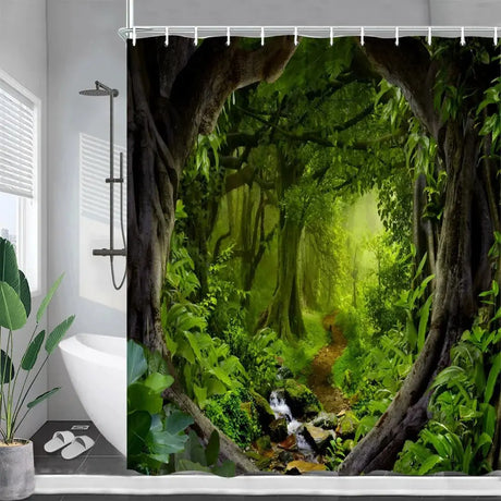 Nature Forest Landscape Shower Curtain - Eco-Friendly Rainforest Decor - Julia M LifeStyles