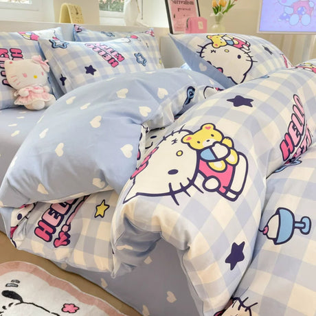 Heart Washed Cotton Cute Minimalist Pink Bed Four-Piece Set - Julia M LifeStyles