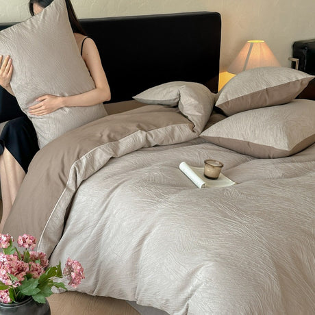 Class a Light Luxury Style Jacquard Washed Cotton Four-Piece Set, Pure Cotton Texture, Suitable for Sleeping Directly on the Bed, High-End Bedding