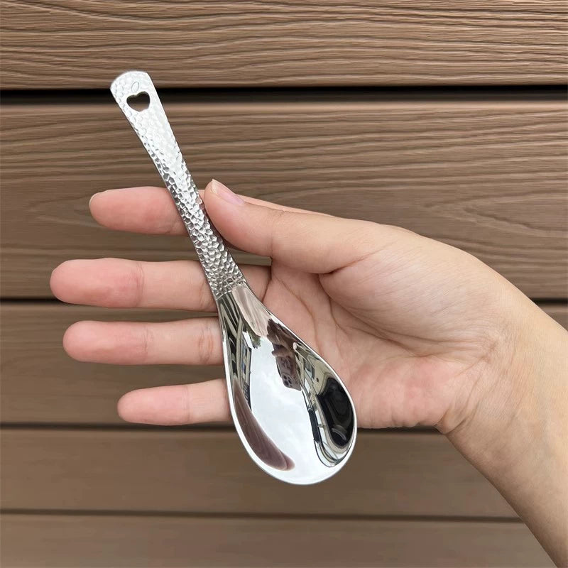 Retro Hammer Point Spoon Stainless Steel Hammer Pattern Spoon Commercial Thickened Spoon Creative Eating Spoon Good-looking Dessert Spoon Julia M LifeStyles