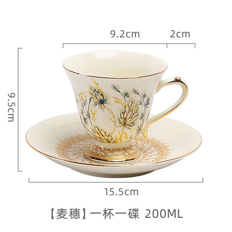 British Retro Ceramic Coffee Cup and Saucer Set European Afternoon Tea Tea Set French Home Cup Manufacturer Direct Sale