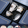 European Porcelain Coffee Cup & Saucer Set – 4-Piece British Afternoon Tea Gift Set