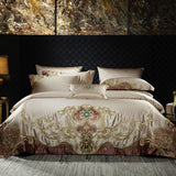 Luxurious European-Style 100-Count Silk Cotton Satin Brocade Embroidered Four-Piece Set of High-End Palace-Style Villa Bedding