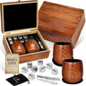 Whiskey Ice Stone Wooden Box Set, Carbonized Jujube Wood Cup Combination, Stainless Steel Ice Stone Complete Gift Box Set