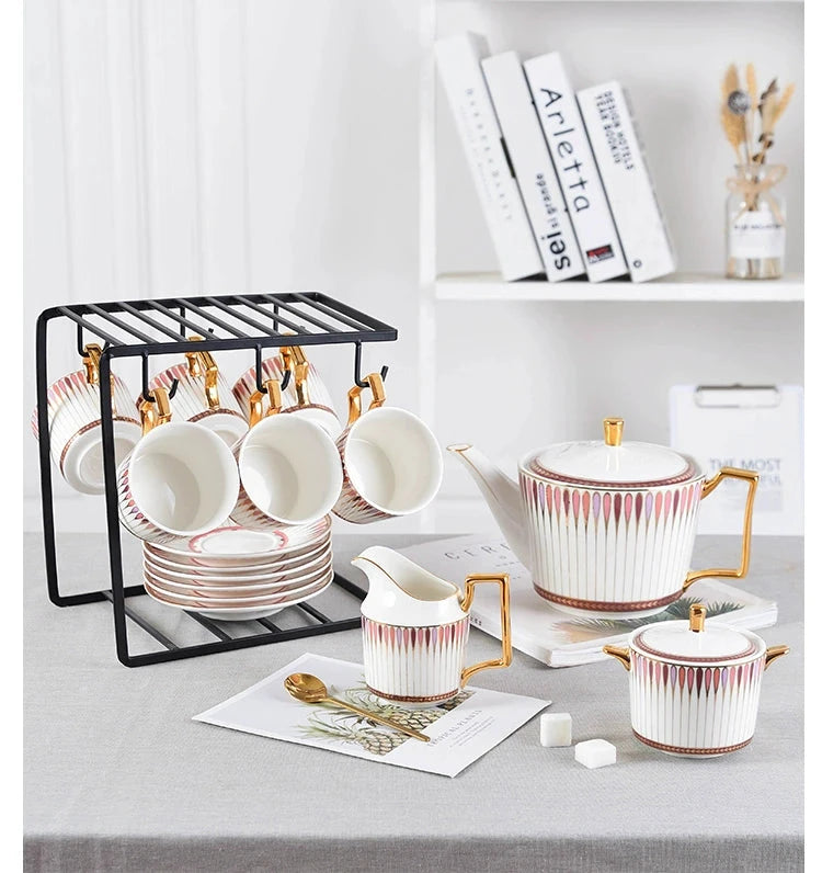 British Afternoon Tea Cup Tea Set Accessible Luxury European-Style High-End Bone China Teapot Luxury Ceramic Coffee Cup Gift Box Julia M Home & Kitchen