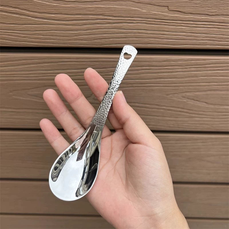 Retro Hammer Point Spoon Stainless Steel Hammer Pattern Spoon Commercial Thickened Spoon Creative Eating Spoon Good-looking Dessert Spoon Julia M LifeStyles