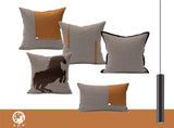 American Modern Light Luxury Retro Houndstooth Leather Patchwork Sofa Model Room Designer Pillow Cushion with Pillow Core - Julia M LifeStyles