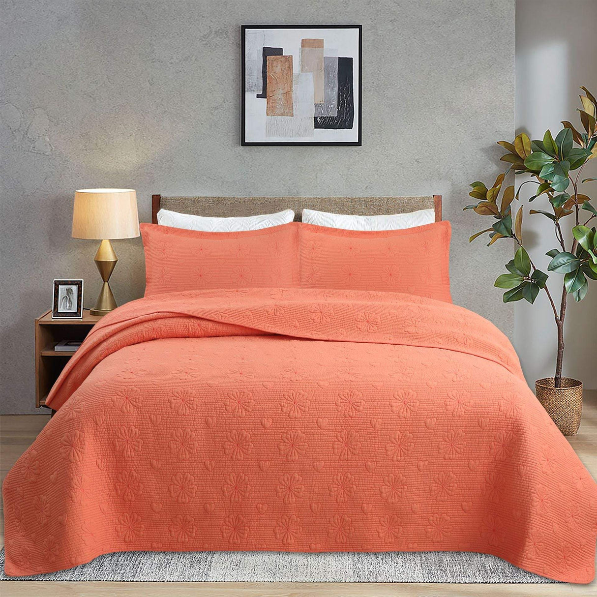 Simple pure cotton bed cover three-piece Nordic double summer cool air conditioning quilt active printing and dyeing breathable comfortable Four Seasons blanket