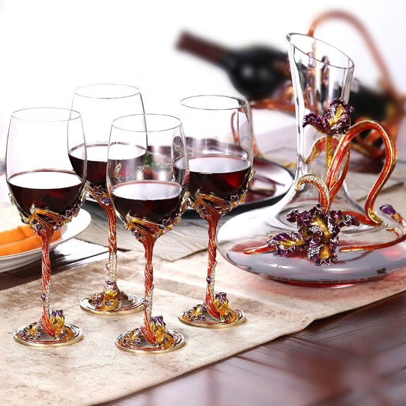 Tectorum Enamel Red Wine Glass Goblet Wine Glass Set Crystal Glasses High-End Wine Set First-Hand Gift Box Julia M LifeStyles