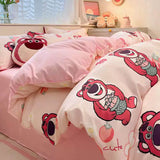 Heart Washed Cotton Cute Minimalist Pink Bed Four-Piece Set - Julia M LifeStyles