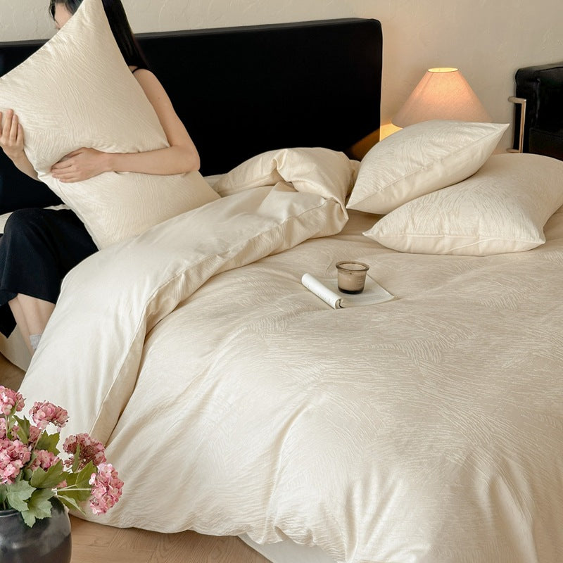 Class a Light Luxury Style Jacquard Washed Cotton Four-Piece Set, Pure Cotton Texture, Suitable for Sleeping Directly on the Bed, High-End Bedding
