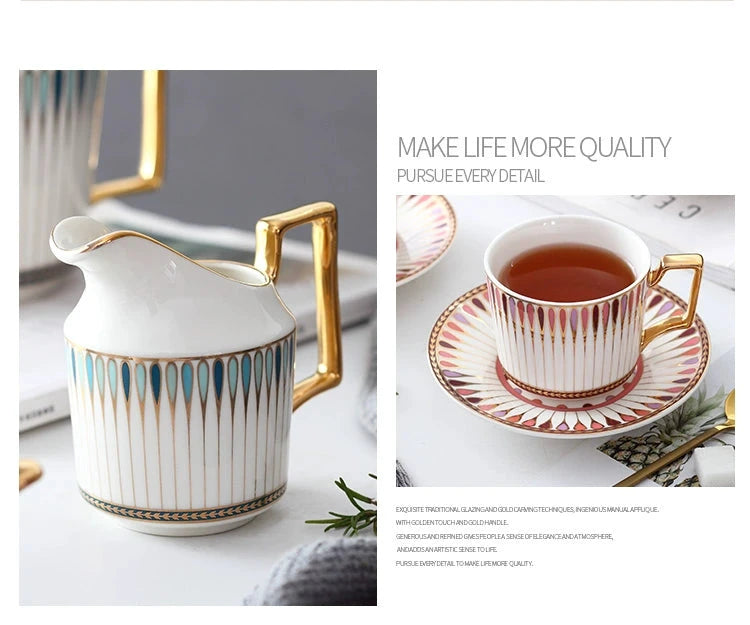 British Afternoon Tea Cup Tea Set Accessible Luxury European-Style High-End Bone China Teapot Luxury Ceramic Coffee Cup Gift Box Julia M Home & Kitchen