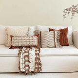 High-End Mid-Century Style Orange Coffee Color Sofa Pillow Designer Cushion Natural Wabi-Sabi Style Model Room Cushion Lumbar Pillow