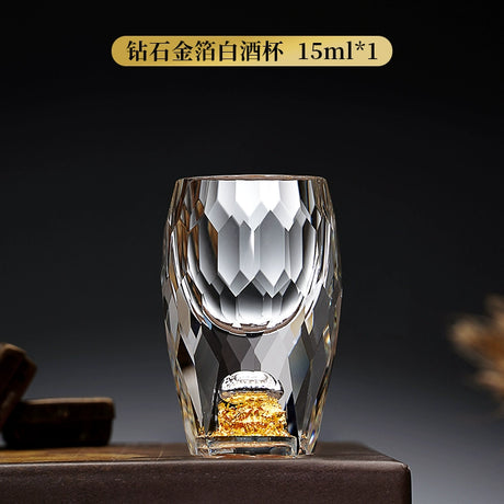 Crystal Glass Wine Decanter Set with Gold Foil Shot Cup