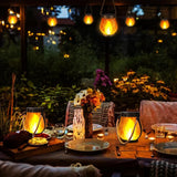 Cross-Border New Solar Flame Lamp Hemp Rope Lantern Courtyard Garden Decoration Mason Lamp Outdoor USB Charging