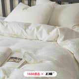 Class a Pure White Texture Hotel B&B Lazy Pleated Quilt Cover Naked Sleeping Cotton Washed Four-Piece Bedding Set