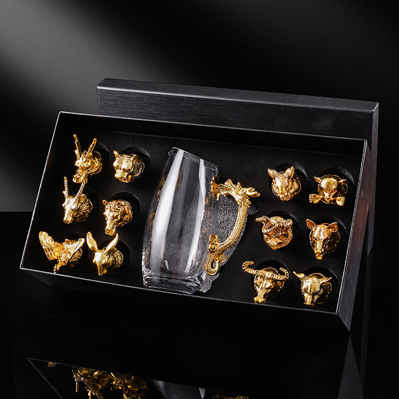 Creative Zodiac White Wine Glass Wine Dispenser Set Manufacturer Wholesale Direct Sales One-Bite Small Wine Glass Souvenir Wine Bottle