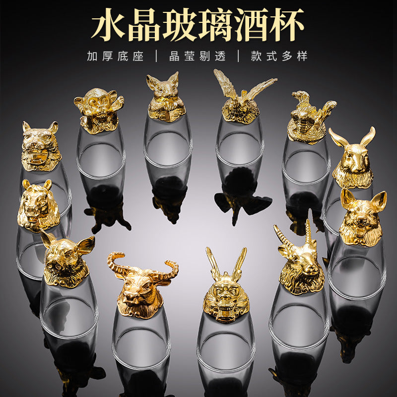 Creative Zodiac White Wine Glass Wine Dispenser Set Manufacturer Wholesale Direct Sales One-Bite Small Wine Glass Souvenir Wine Bottle
