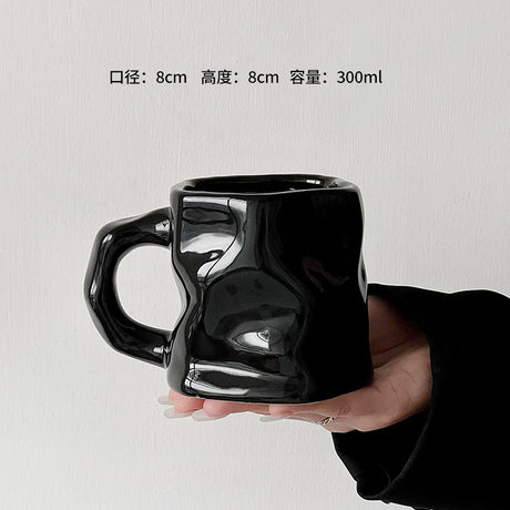 Ins Ceramic Asymmetrical Twist Coffee Mug – Elegant High-End Design