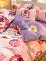 Pure Cotton Brushed Milk Fiber Duvet Cover Set - Kids Cartoon Bedding - Julia M LifeStyles
