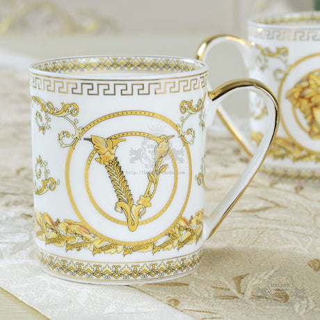 350ml Large Mouth Ceramic Mug Bone China for Office Couple Breakfast Milk Cup Premium Tea Cup Boss Cup