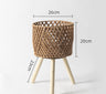 Nordic Solid Wood Rattan Flower Stand and Storage Rack - Julia M LifeStyles