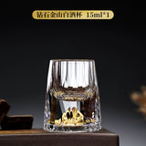 Crystal Glass Wine Decanter Set with Gold Foil Shot Cup