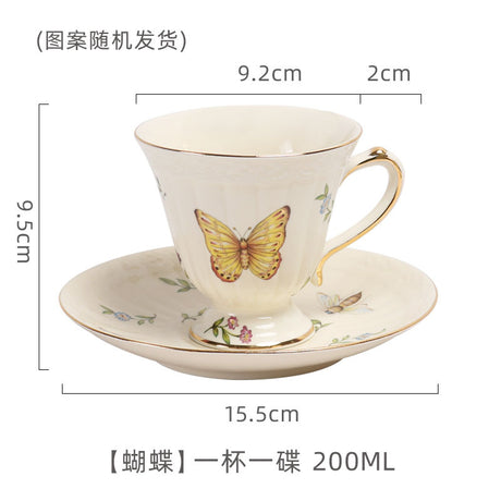 British Retro Ceramic Coffee Cup and Saucer Set European Afternoon Tea Tea Set French Home Cup Manufacturer Direct Sale