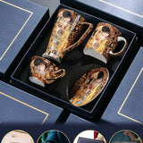 European Porcelain Coffee Cup & Saucer Set – 4-Piece British Afternoon Tea Gift Set