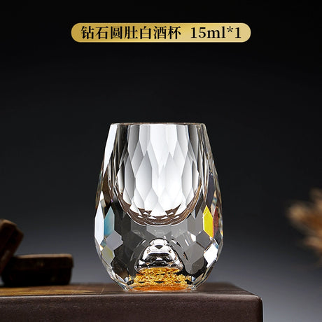 Crystal Glass Wine Decanter Set with Gold Foil Shot Cup