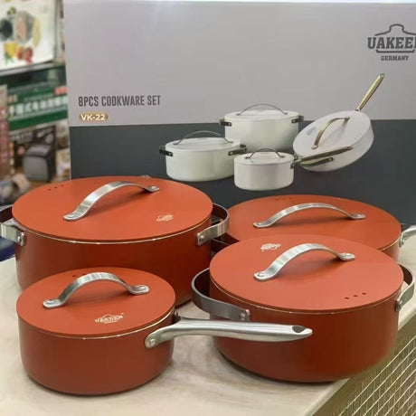 8-Piece Nonstick Ceramic Cookware Set with Versatile Soup Pots
