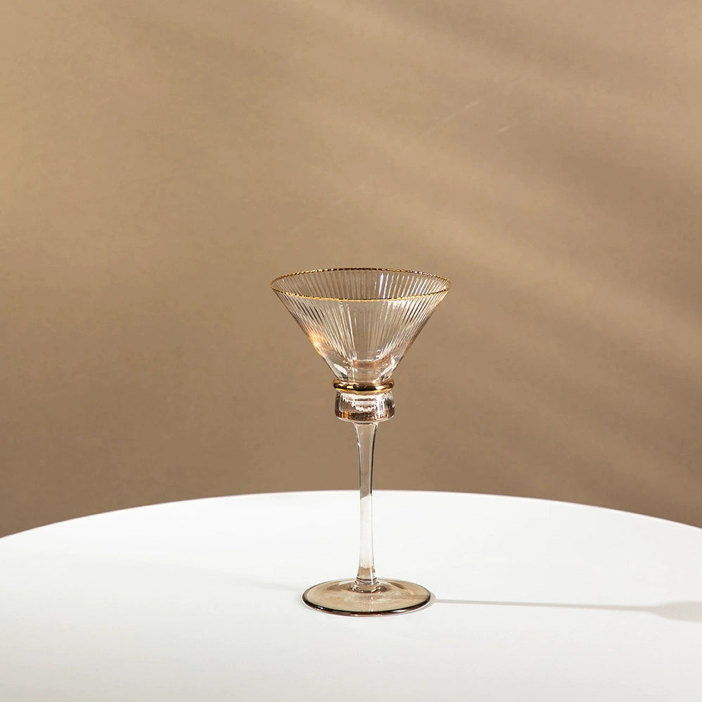 Champagne Glass Gold Trimming Waistline Goblet Champagne Glass Cocktail Glass Vertical Grain Water Cup Suit Electroplated Gold Creative Wine Ware Julia M Home & Kitchen