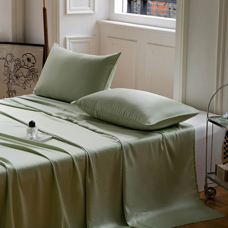 High-end Lanjing Tencel Ice Silk Bed Sheet Single Piece Silky Quilt Cover Single Double Pillow Case Bed Cover for Household