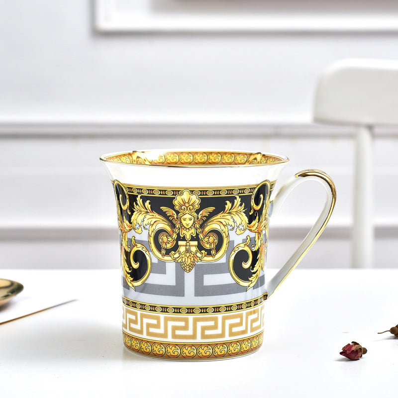 350ml Large Mouth Ceramic Mug Bone China for Office Couple Breakfast Milk Cup Premium Tea Cup Boss Cup