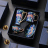 European Porcelain Coffee Cup & Saucer Set – 4-Piece British Afternoon Tea Gift Set