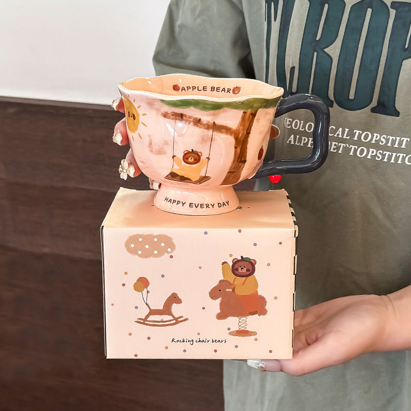 Mug Creative Artistic Ceramic Water Cup 2024 New Style Women's Office Home Breakfast Coffee Cup Accompanying Gift