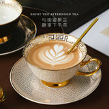 Light Luxury European-Style Ceramic Bone China Coffee Cup and Saucer Set, Vintage High-End Exquisite Wedding or Housewarming Gift Box