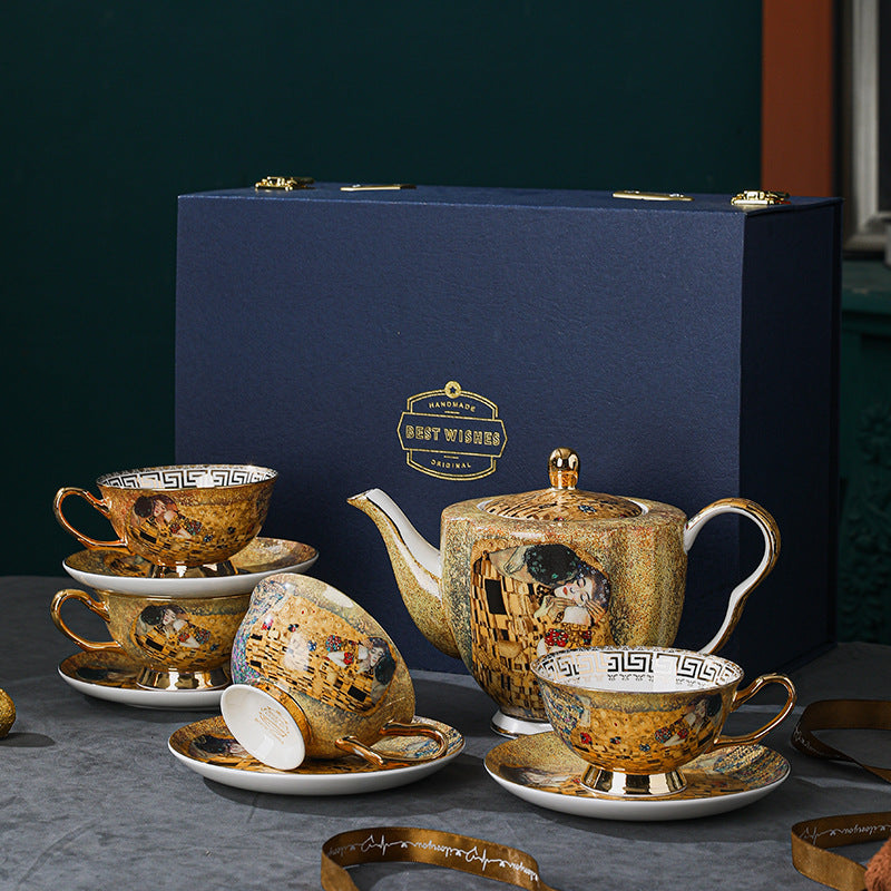 European tea set suit household bone china coffee cup high-end retro British afternoon tea set light luxury coffee set