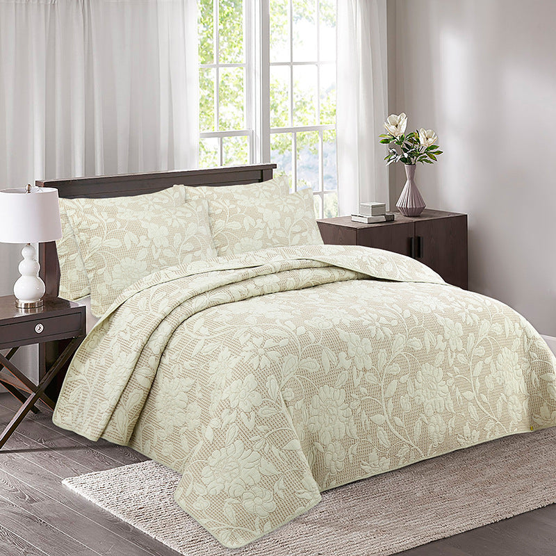 Simple pure cotton bed cover three-piece Nordic double summer cool air conditioning quilt active printing and dyeing breathable comfortable Four Seasons blanket